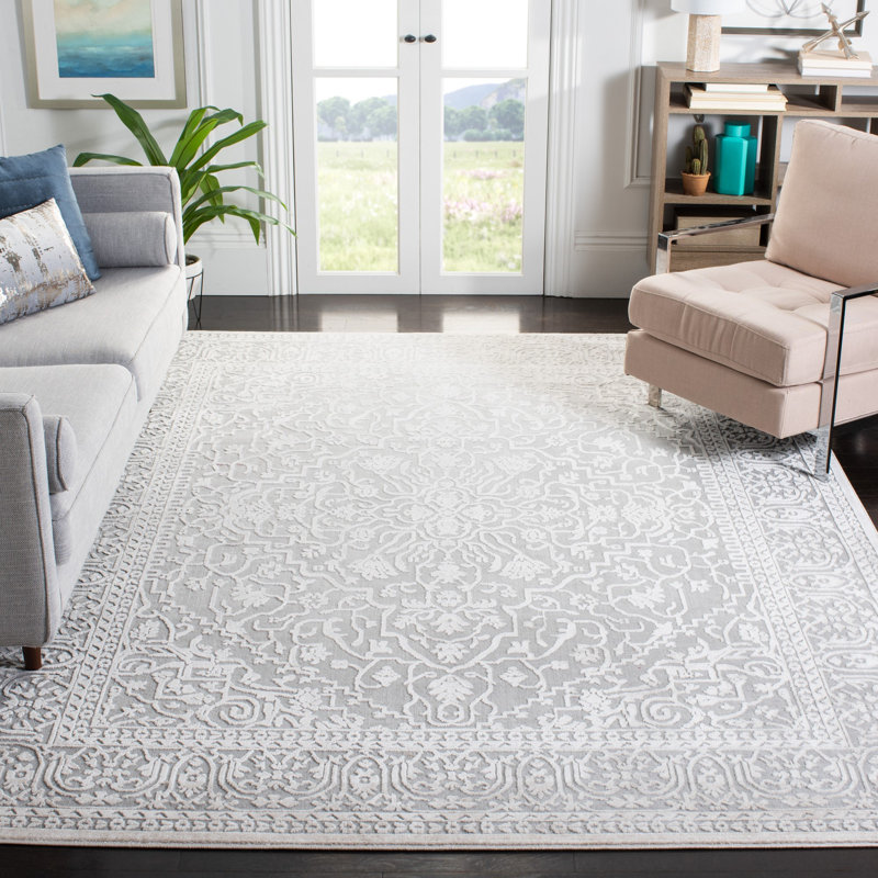 Laurel Foundry Modern Farmhouse Calidia Power Loom Light Gray/Cream Rug & Reviews Wayfair